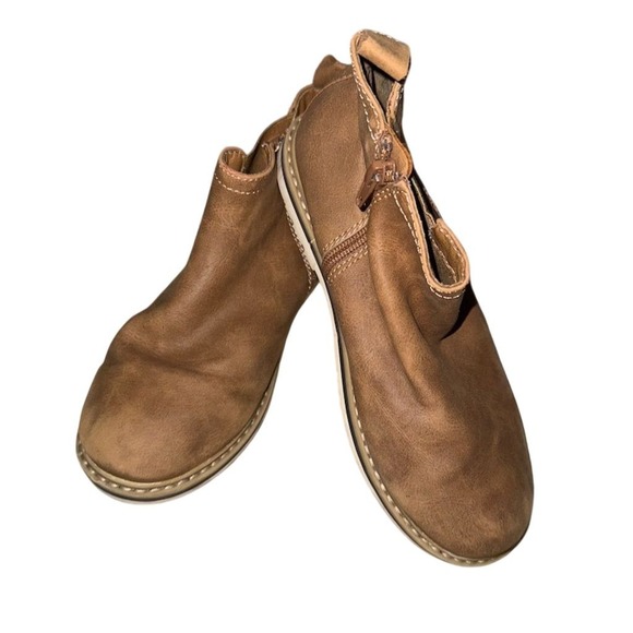 Nordstrom Unisex Brown Leather Slip-On Boots Camouflage‎ Accent Size 10 women's - Picture 1 of 6